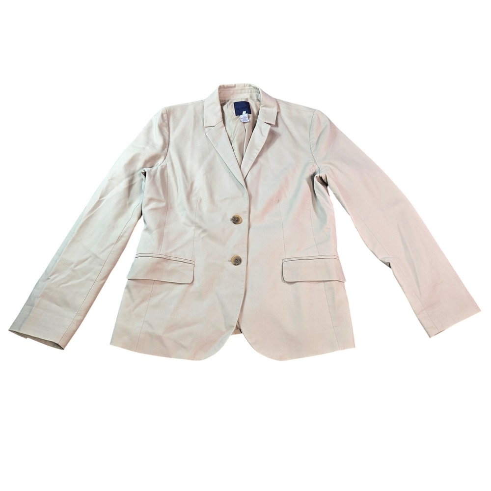 J.Crew Women's Beige Cotton Twill Two Button Blazer Jacket Size 12 RN 77388